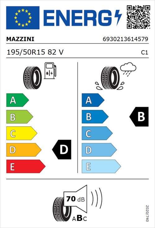 Tyre Label for Mazzini Eco 603 195/50R15 82V